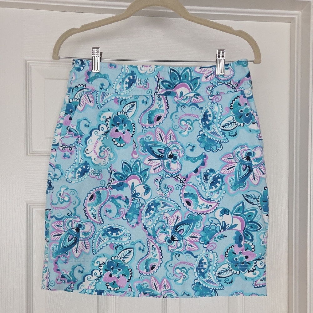 Talbots Paisley Pencil Skirt w/Pockets, Hidden Zipper Size 4 Petite LNWOT